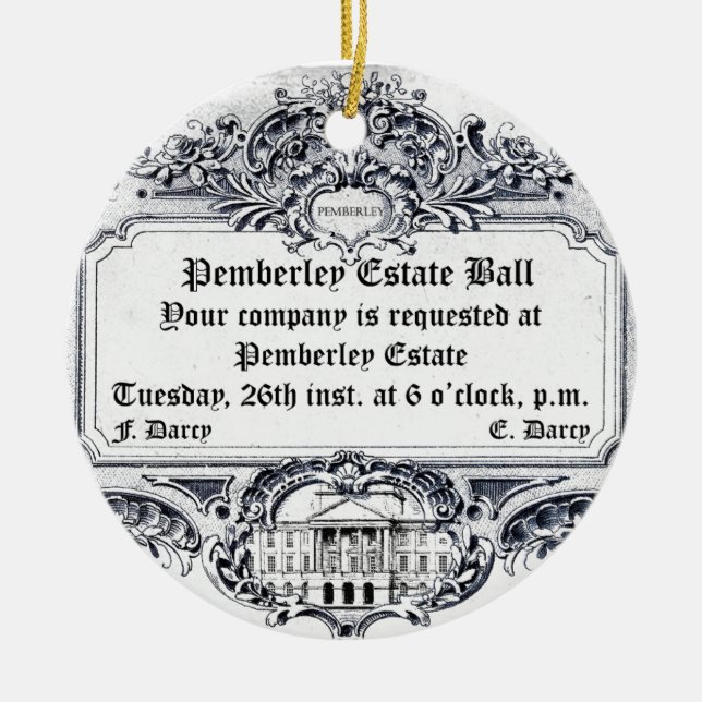 Jane Austen: Pemberley Estate Ball Ceramic Ornament (Front)