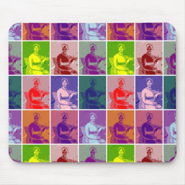 Jane Austen pop art colourful  Mouse Pad (Front)