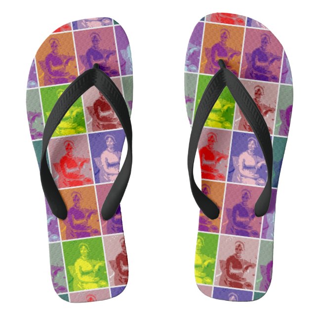 Jane Austen pop art colourful Thongs (Footbed)