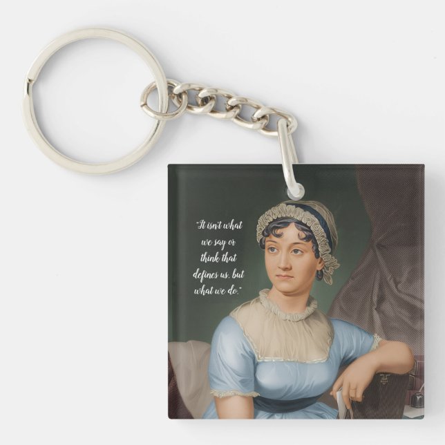 Jane Austen portrait and quote Key Ring (Front)