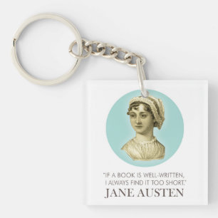 Jane Austen Portrait and Quote on Reading Key Ring