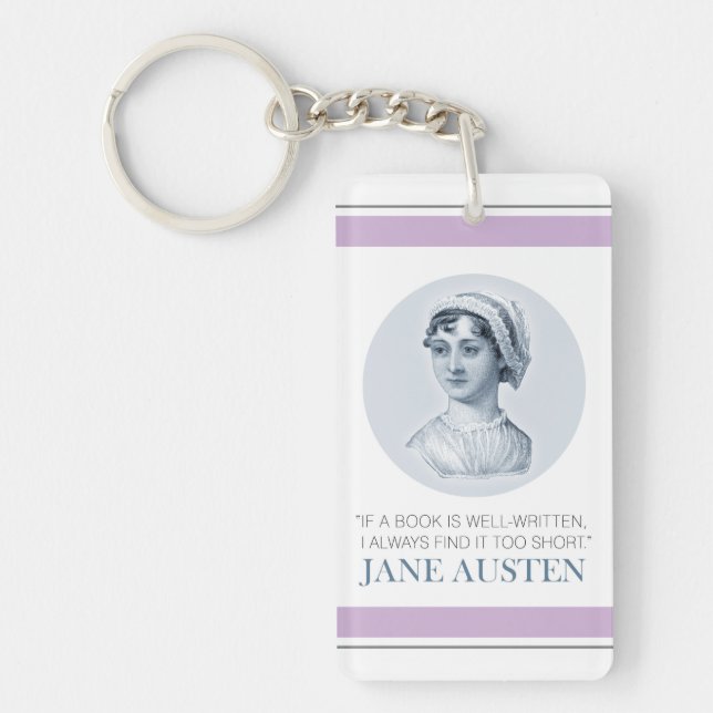 Jane Austen Portrait and Quote on Reading Key Ring (Front)