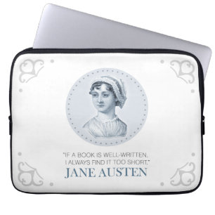 Jane Austen Portrait and Quote on Reading Laptop Sleeve