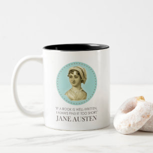 Jane Austen Portrait and Quote on Reading Two-Tone Coffee Mug