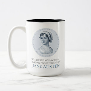 Jane Austen Portrait and Quote on Reading Two-Tone Coffee Mug