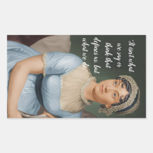 Jane Austen portrait and quote Rectangular Sticker