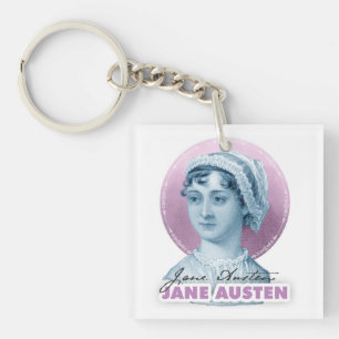Jane Austen Portrait and Signature Pink Key Ring