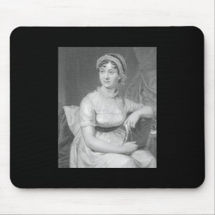Jane Austen Portrait Black White and Grey Mouse Pad