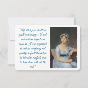 Jane Austen portrait plus quote (blue) Folded Card