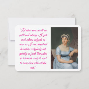 Jane Austen portrait plus quote (pink) Folded Card