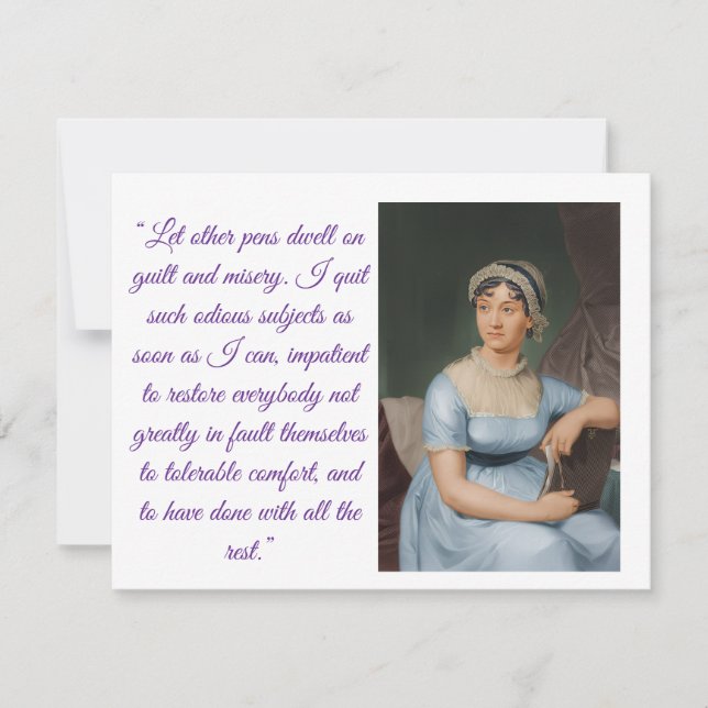 Jane Austen portrait plus quote (purpleFolded Card (Front)