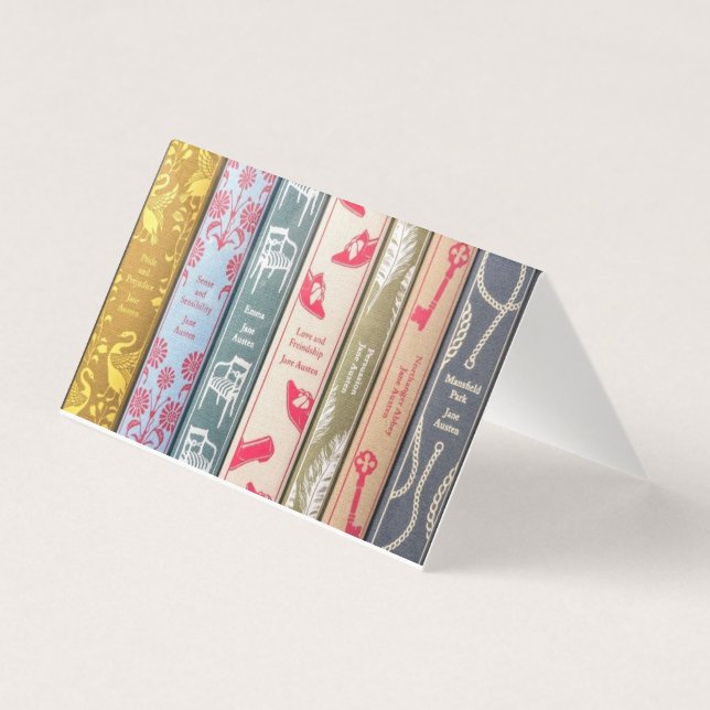 Jane Austen portrait plus quote (purpleFolded Card (Back)