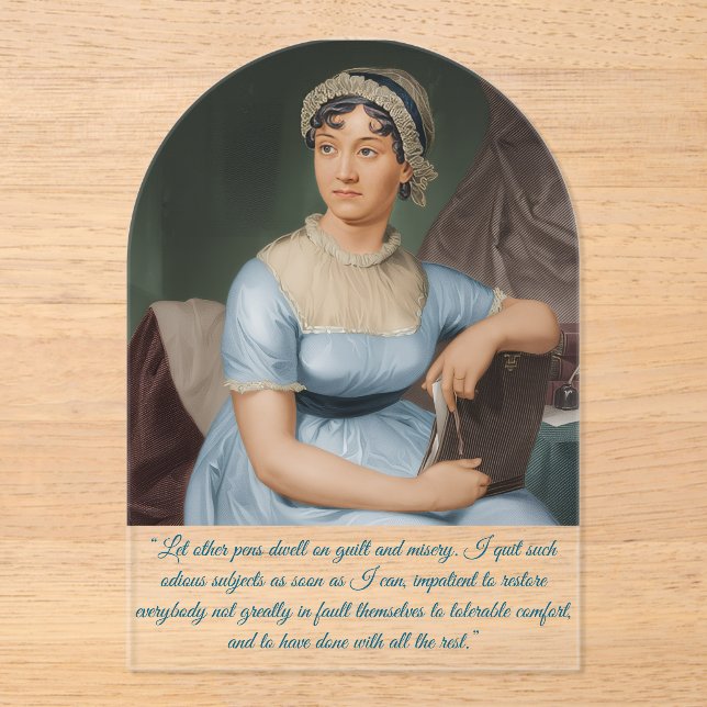 Jane Austen portrait + quote (Blue) Acrylic Invitations (Front)