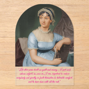 Jane Austen portrait + quote (Pink) Acrylic Invitations