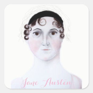 Jane Austen portrait Square Stickers, Glossy. Sticker