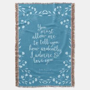 Jane Austen Pride and Prejudice Floral Love Throw Blanket