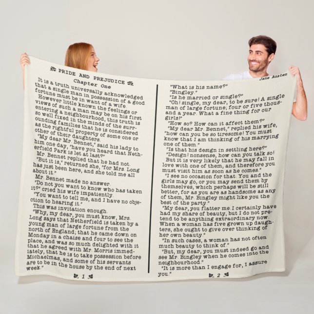 Jane Austen Pride and Prejudice Literature Quote B Fleece Blanket (In Situ)