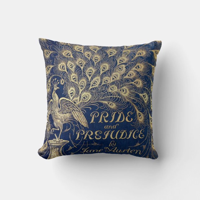 Jane Austen Pride and Prejudice Peacock 1894 Cushion (Front)