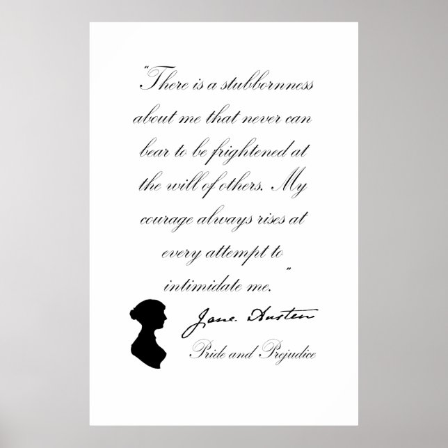 Jane Austen Pride and Prejudice Quote Poster (Front)