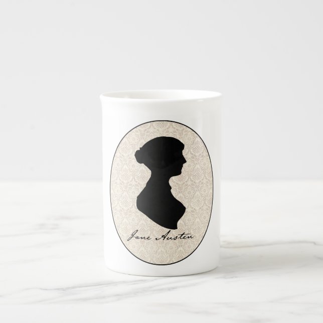 Jane Austen profile silhouette Bone China Mug (Front)