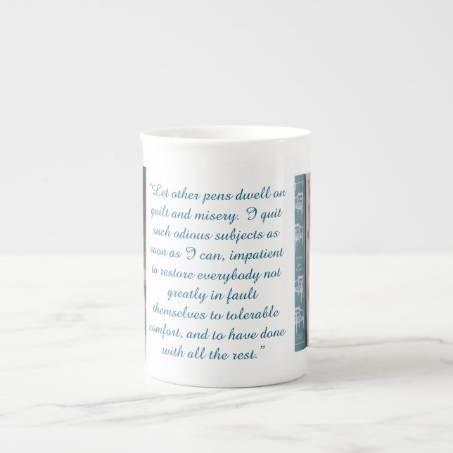 Jane Austen Quote (Blue) Bone China Mug (Front)