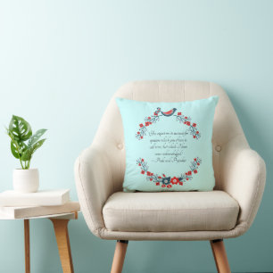 Jane Austen Quote, Pride and Prejudice Floral Cushion