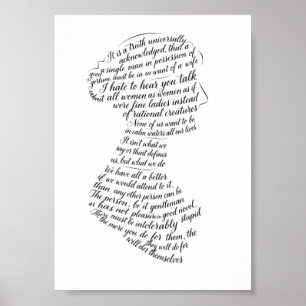 Jane Austen Quotes Calligram Poster