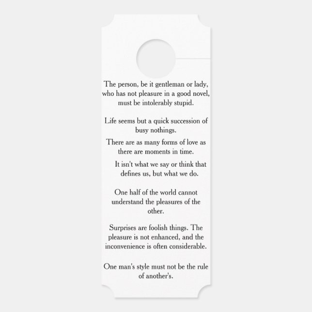 Jane Austen Quotes Door Hanger (Back)