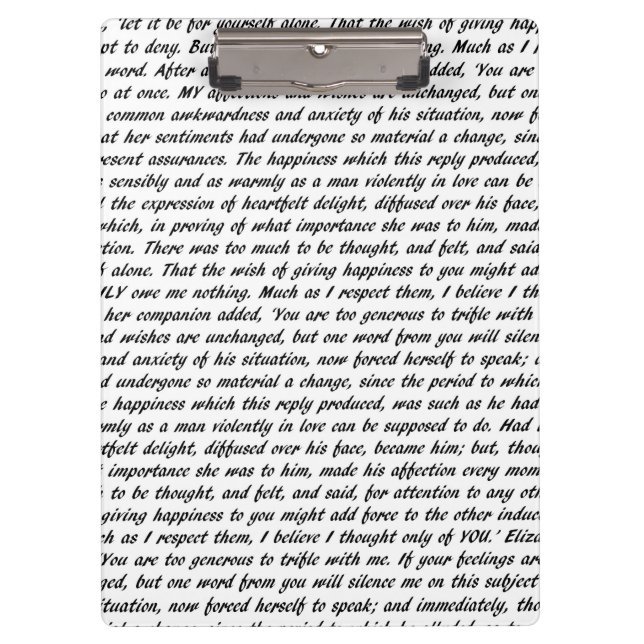 Jane Austen Quotes Double-Sided Clipboard (Front)