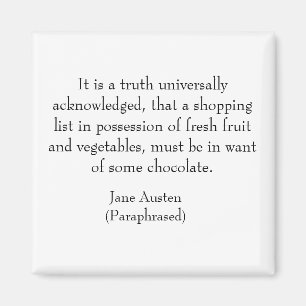 Jane Austen Shopping List Magnet