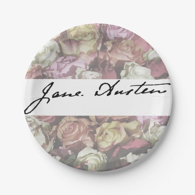 Jane Austen Signature Paper Plate (Front)