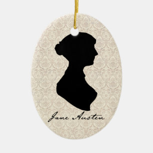 Jane Austen silhouette profile Ceramic Tree Decoration