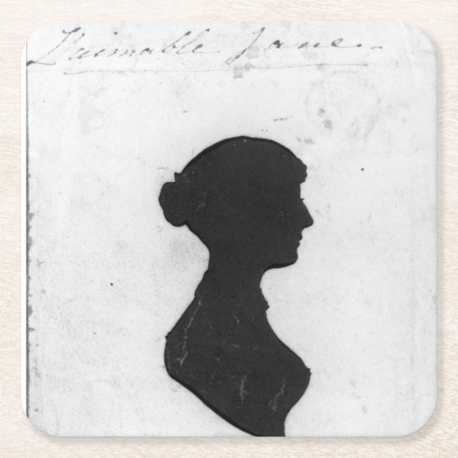 Jane Austen Silhouette Square Paper Coaster (Front)