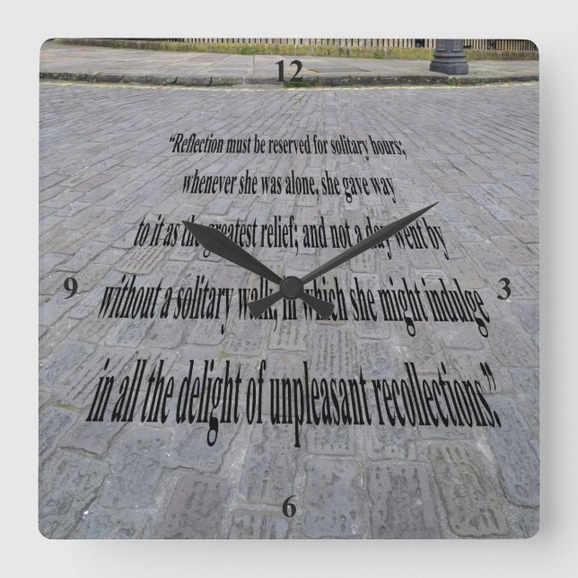 Jane Austen.  Square Wall Clock (Front)