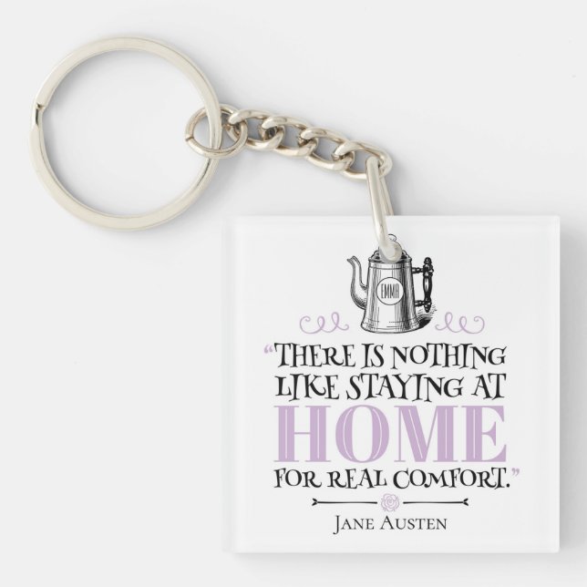 Jane Austen - Staying at Home - Coffee Pot Key Ring (Front)