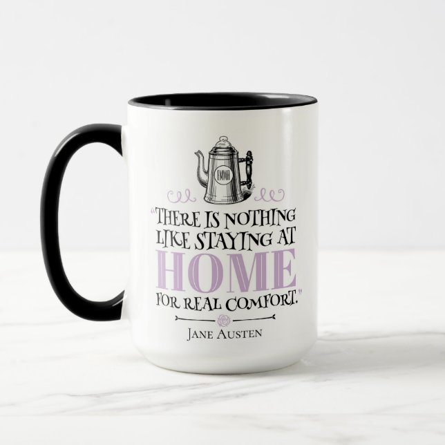 Jane Austen - Staying at Home - Coffee Pot Mug (Left)