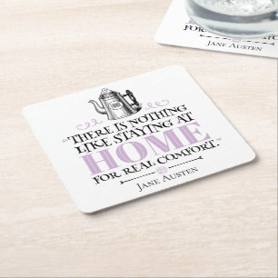 Jane Austen - Staying at Home - Coffee Pot Square Paper Coaster
