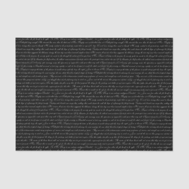 Jane Austen Text Black and White Tissue Paper (Front)