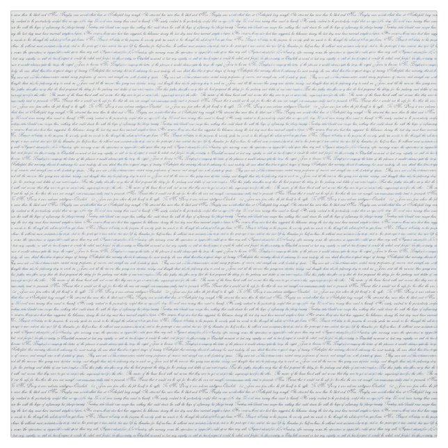 Jane Austen Text White Blue Fabric (Swatch)