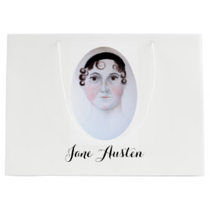 Jane Austen watercolor portrait books bag. Large Gift Bag