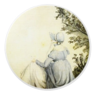 Jane Austen watercolor portrait Ceramic Knob