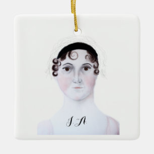 Jane Austen watercolor portrait porcelain ornament
