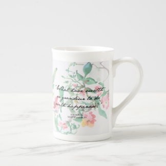 Jane Austen Watercolor Roses Quote Bone China Mug