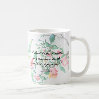 Jane Austen Watercolor Roses Quote Mug