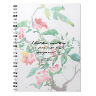 Jane Austen Watercolor Roses Quote Notebook