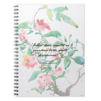 Jane Austen Watercolor Roses Quote Notebook