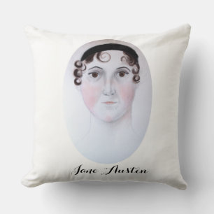 Jane Austen watercolor Throw Pillow 20" x 20".