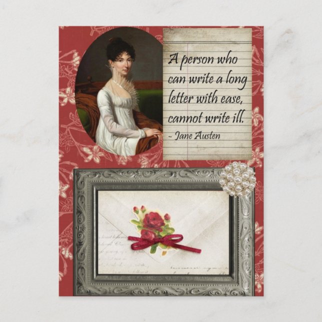 Jane Austen Writing Inspired Design Postcard (Front)