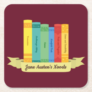 Jane Austen's Novels III Square Paper Coaster