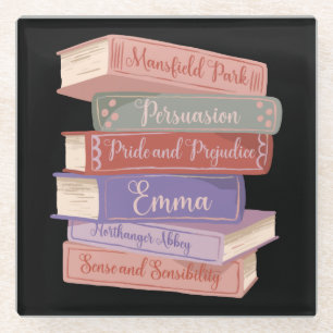 Jane Austen's Novels V Glass Coaster